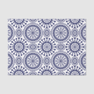 Papel De Seda Padrão do círculo branco azul marinho