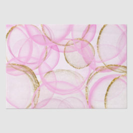 Papel De Seda Padrão do círculo de tinta rosa e Dourada