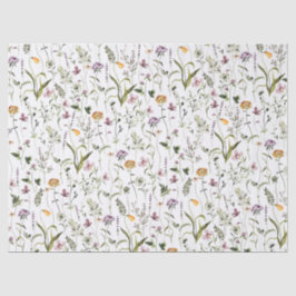Papel De Seda Padrão do Jardim de Flores Selvagens
