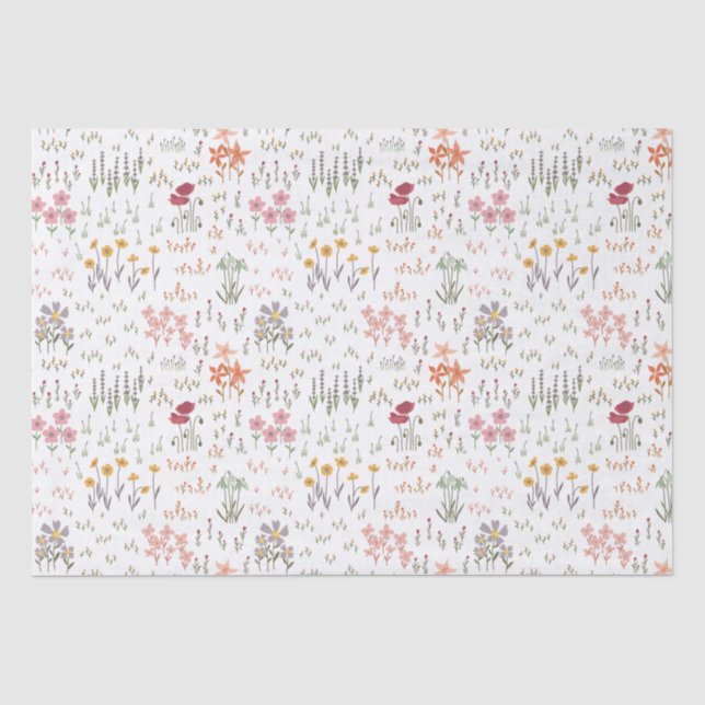 Papel De Seda Padrão do Jardim de Flores Selvagens (Frente )