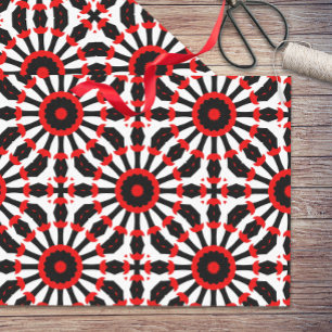 Papel De Seda Padrão do mosaico branco-branco vermelho caleidosc