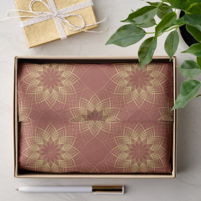Papel De Seda Padrão do Ouro moderno e Terracotta Mandala (Presente)