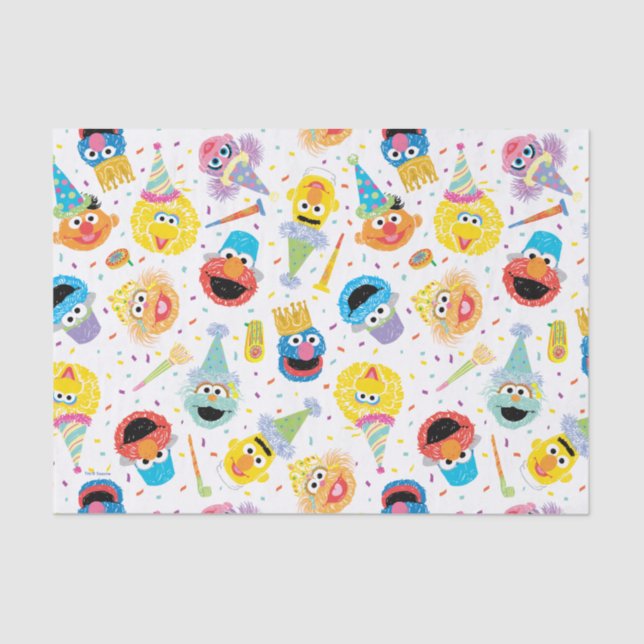 Papel De Seda Padrão do Partido Crayon Sesame Pals (Frente )