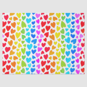 Papel De Seda Padrão do Rainbow Watercolor Heart