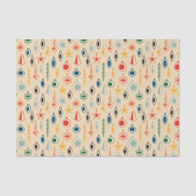 Papel De Seda Padrão do Retro do meio século com Brinquedos de Á (Frente )