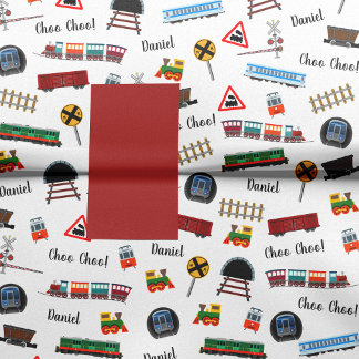 Papel De Seda Padrão do trem Pequeno Nome do Menino Choo Choo Ki