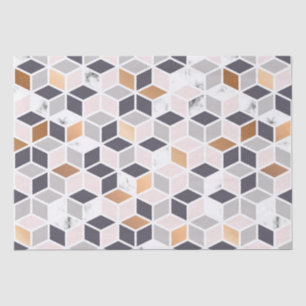 Papel De Seda Padrão dos cubos geométricos dos tons da Terra