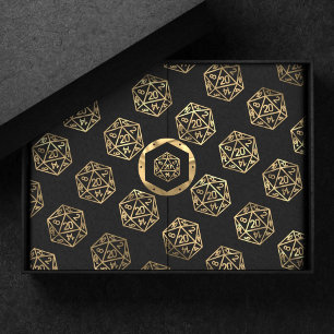 Papel De Seda Padrão Dourado D20 Tabletop Role Player Dice