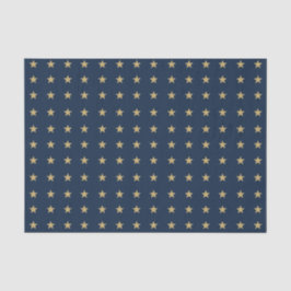 Papel De Seda Padrão Dourado de estrelas no Marinho azul