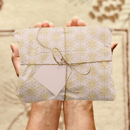 Papel De Seda Padrão Dourado do Floco de Neve a Rosa