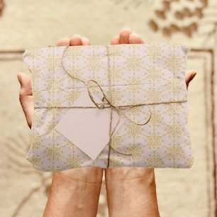 Papel De Seda Padrão Dourado do Floco de Neve a Rosa