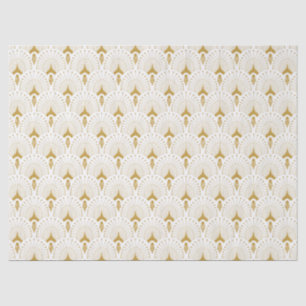 Papel De Seda Padrão Dourado e branco de arte-deco