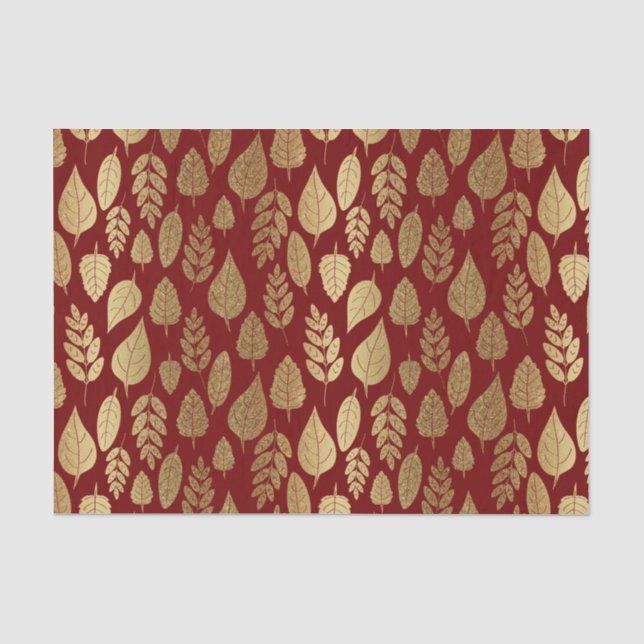 Papel De Seda Padrão Dourado e vermelho de folha (Frente )