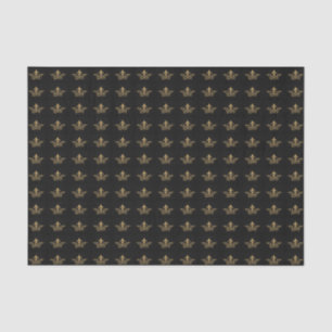 Papel De Seda Padrão Dourado Metálico Francês Vintage Coroa P