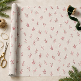 Papel De Seda Padrão Elegante de Natal Frutas de Azevinho Vermel