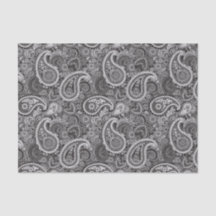 Padrão Elegante de Paisley Branco Preto