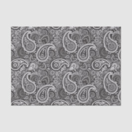 Papel De Seda Padrão Elegante de Paisley Branco Preto