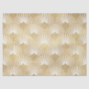 Papel De Seda Padrão Elegante Dourado e White Art-deco
