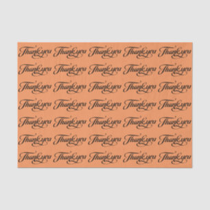 Papel De Seda Padrão Elegante Preto E Laranja Obrigado