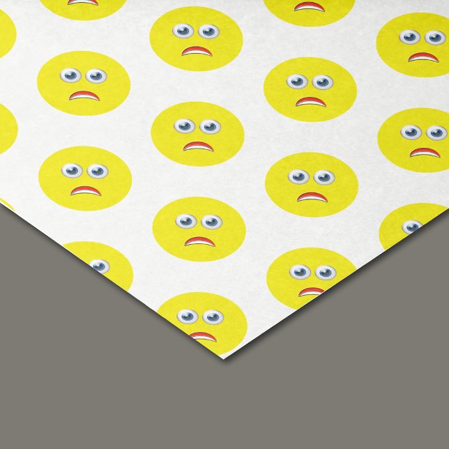 Papel De Seda Padrão Emoji Amarelo Assustado (Criador carregado)