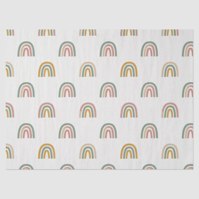 Papel De Seda Padrão escandinavo arco-íris boho atenuado  (Frente )