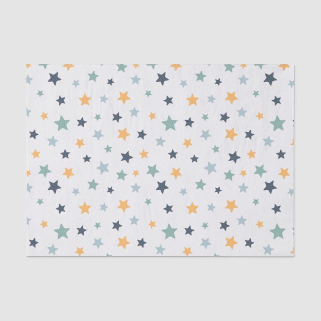Papel De Seda Padrão Estrela Azul (Frente )