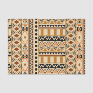Papel De Seda Padrão Étnico Primitivo Tribal nas Cores da Terra