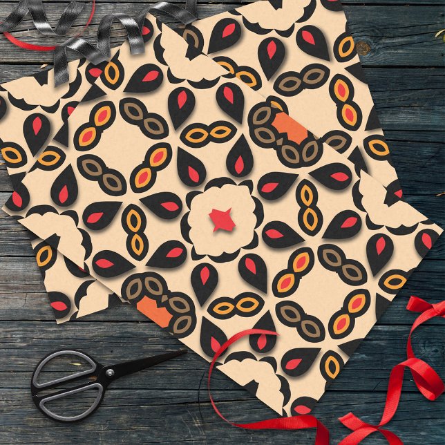 Papel De Seda Padrão Etônico Arabesque Geométrico Boho Chic (Criador carregado)