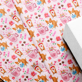 Papel De Seda Padrão Feliz Dia dos Namorados Corgi 