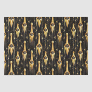 Papel De Seda Padrão festivo com garrafas de champanhe de ouro