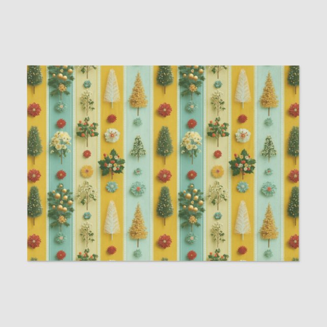 Papel De Seda Padrão Festivo de Flores de Feriado (Frente )