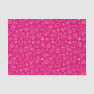 Papel De Seda Padrão Festivo de Natal de Inverno Rosa Quente e B