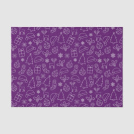 Papel De Seda Padrão Festivo de Natal de Inverno Roxo e Branco
