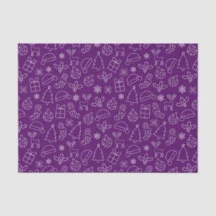 Papel De Seda Padrão Festivo de Natal de Inverno Roxo e Branco