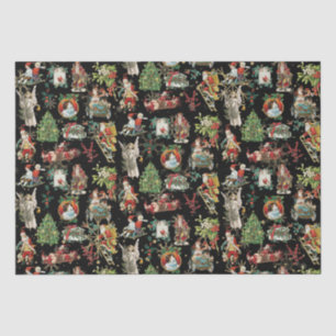 Papel De Seda Padrão Festivo de Natal Vintage Retro
