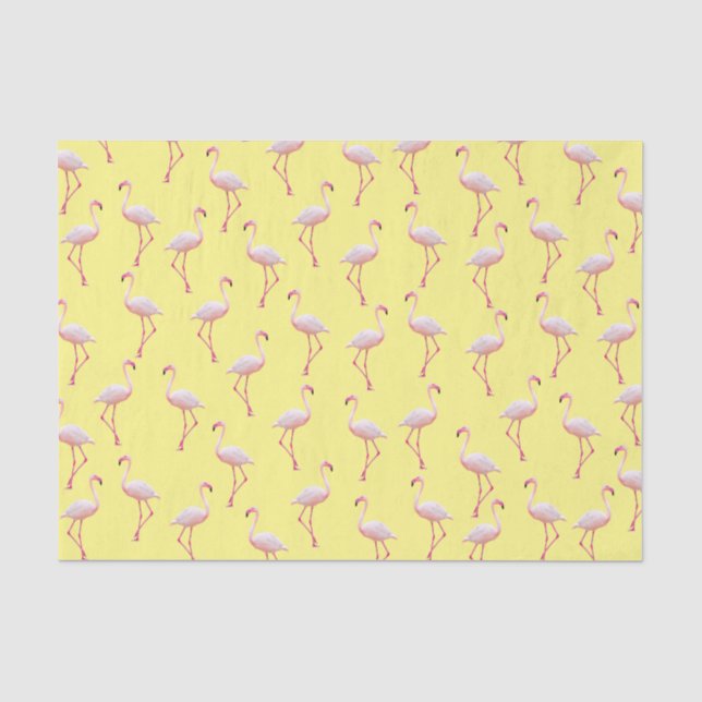 Papel De Seda Padrão Flamingo Amarelo (Frente )