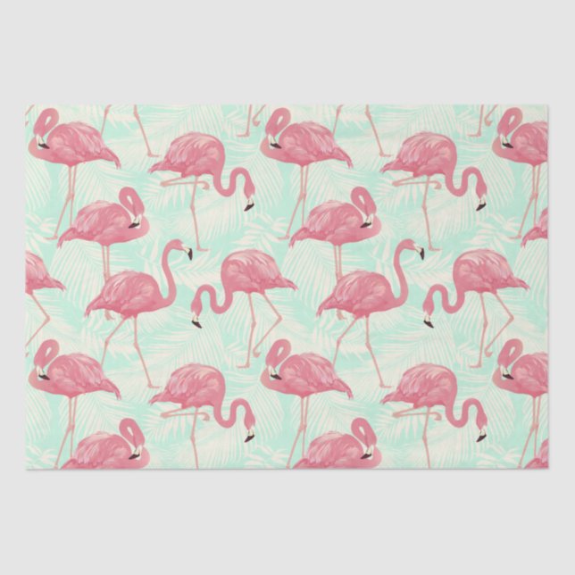 Papel De Seda Padrão Flamingo Pink Elegante de Chic (Frente )