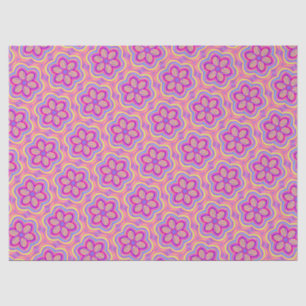 Papel De Seda Padrão Flor de Boho Cortado Bonito Púrpura Rosa
