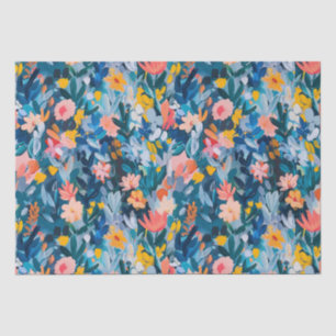 Papel De Seda Padrão Floral Abstrato azul e rosa da tendência
