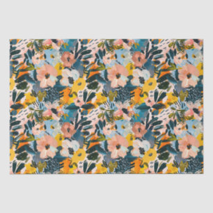 Papel De Seda Padrão Floral Abstrato na moda cor-de-rosa e azul