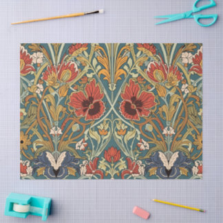 Papel De Seda Padrão Floral Art Nouveau de William Morris Compto