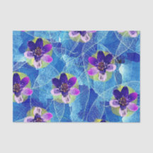 Padrão Floral Artístico Roxo e Azul Fofo
