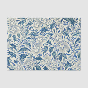 Papel De Seda Padrão Floral Azul Design Asiático Antiquado