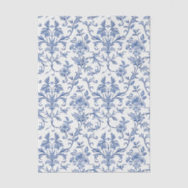 Papel De Seda Padrão Floral Azul Toile de Jouy Francês Country