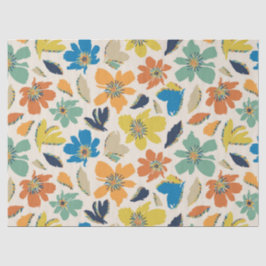 Papel De Seda Padrão Floral Boho Desenhado à Mão Abstrato