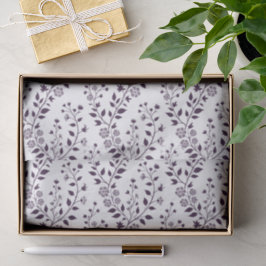 Papel De Seda Padrão Floral Boho Moderno Ameixa Branco