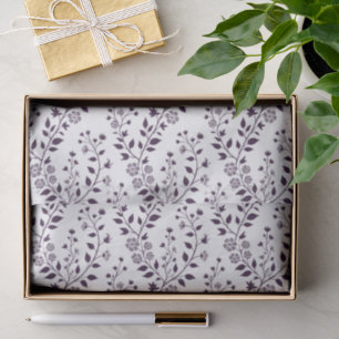 Papel De Seda Padrão Floral Boho Moderno Ameixa Branco