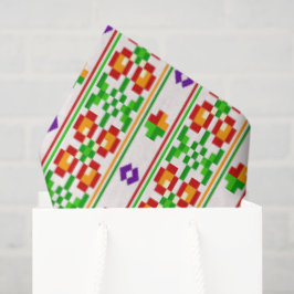 Papel De Seda Padrão Floral Boho Moderno de Bordado Cruzado Sem
