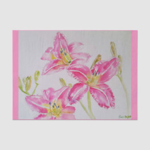 Papel De Seda Padrão Floral Bonito de Flor Liloso Cor de Água