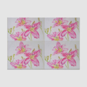 Papel De Seda Padrão Floral Bonito de Flor Liloso Cor de Água